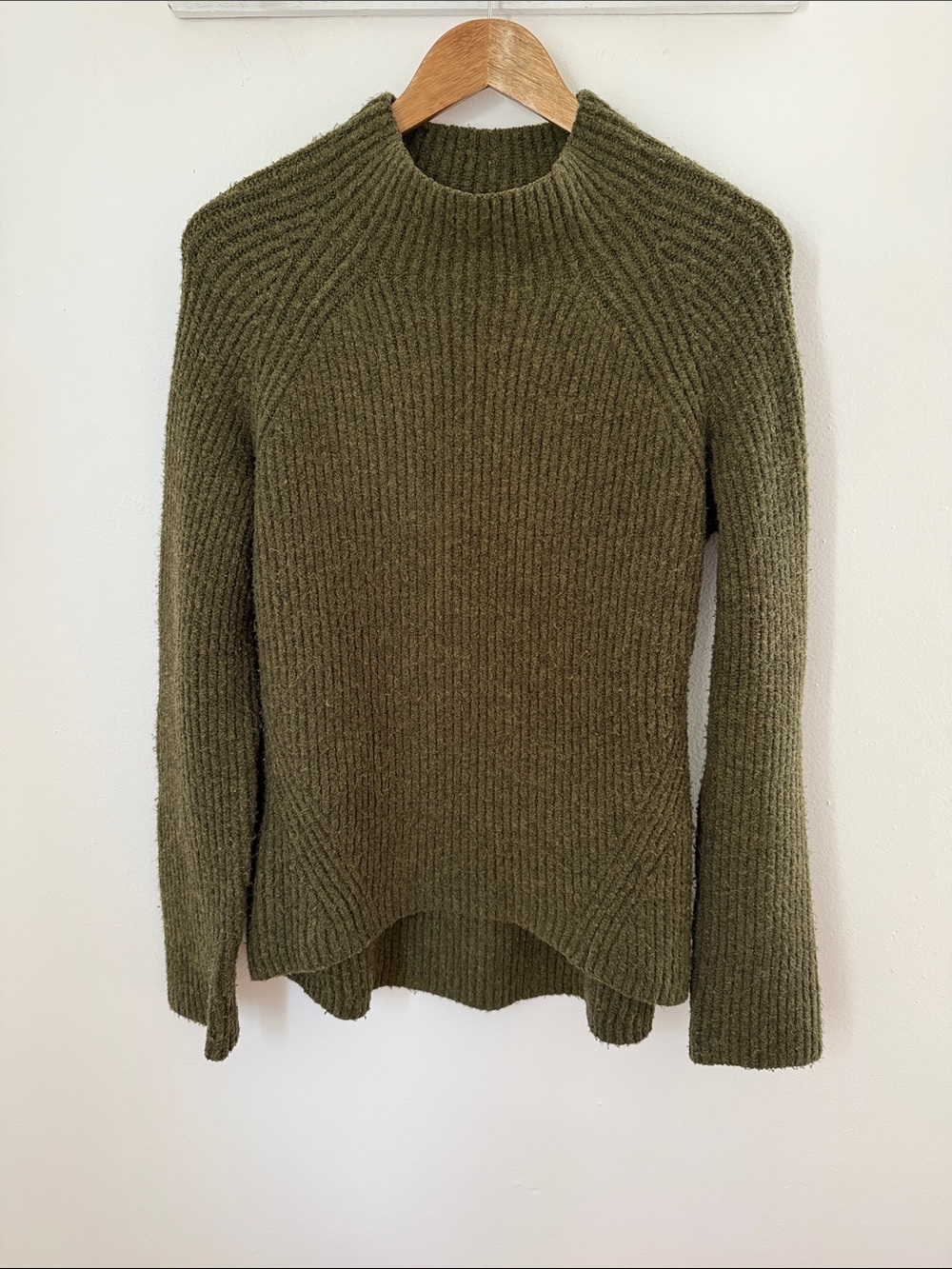 Madewell Belmont Mockneck Coziest Yarn Wool Blend Sweater Olive M